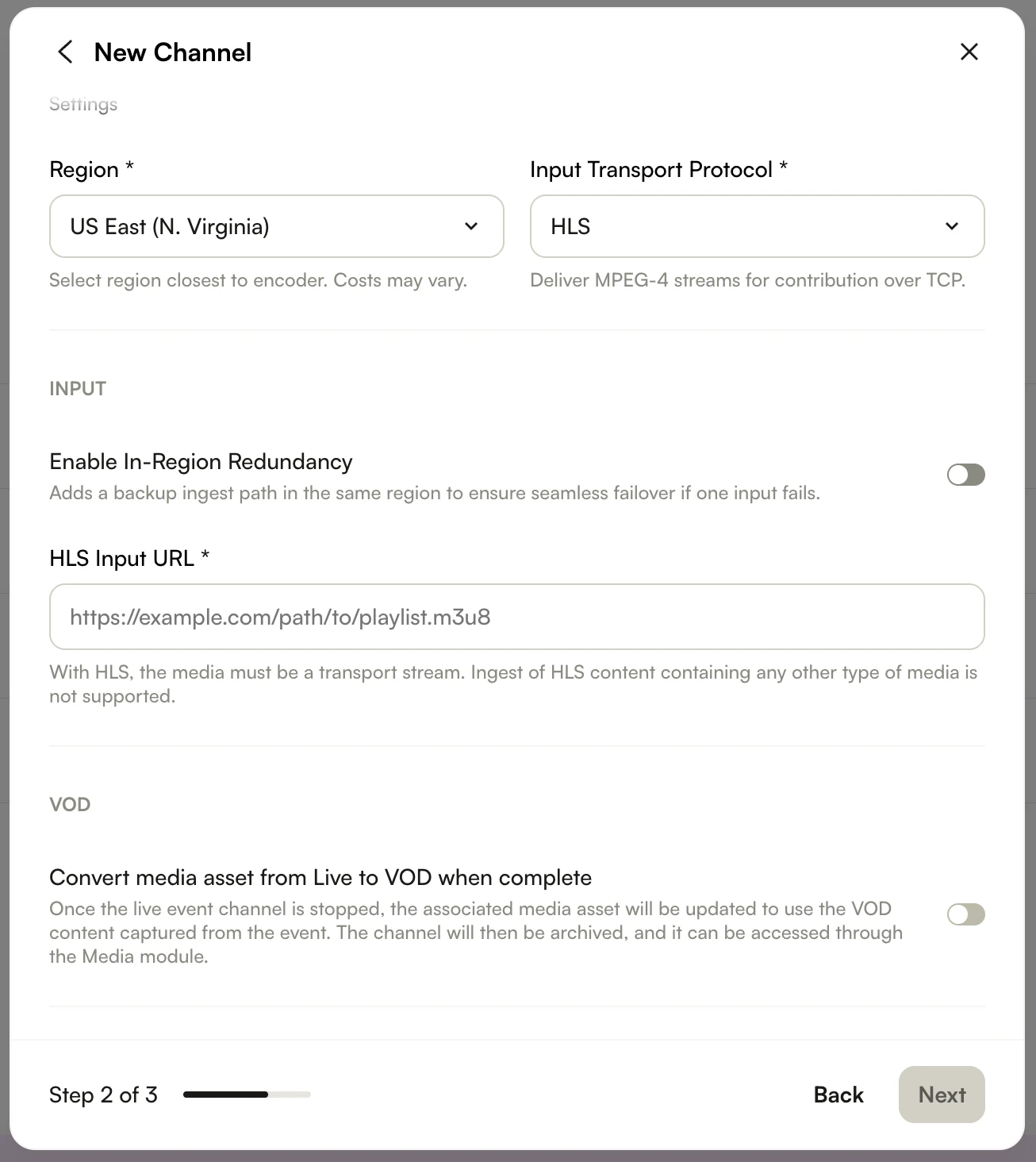 Adding the HLS manifest URL