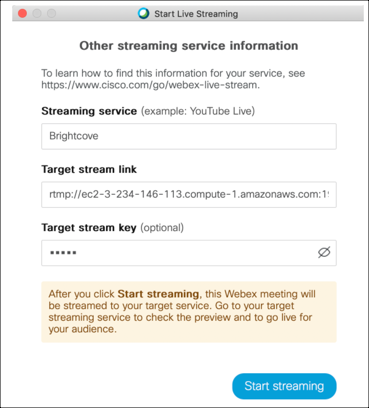 Streaming information